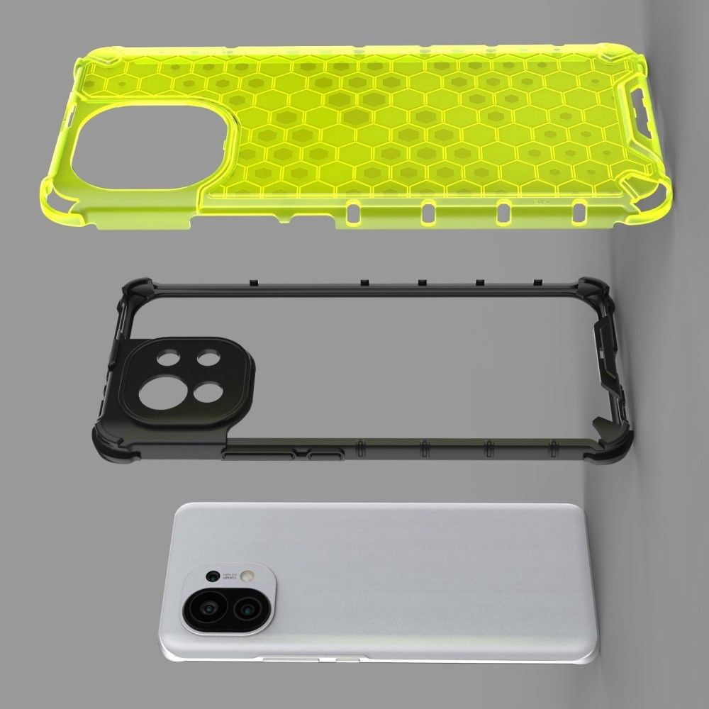 Honeycomb Противоударный Защитный Силиконовый Чехол для Телефона TPU для Xiaomi Mi 11 Зеленый