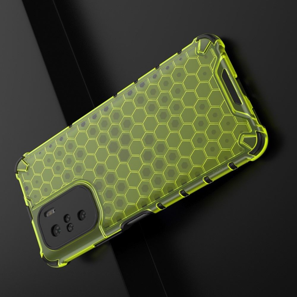 Honeycomb Противоударный Защитный Силиконовый Чехол для Телефона TPU для Xiaomi POCO F3 Зеленый
