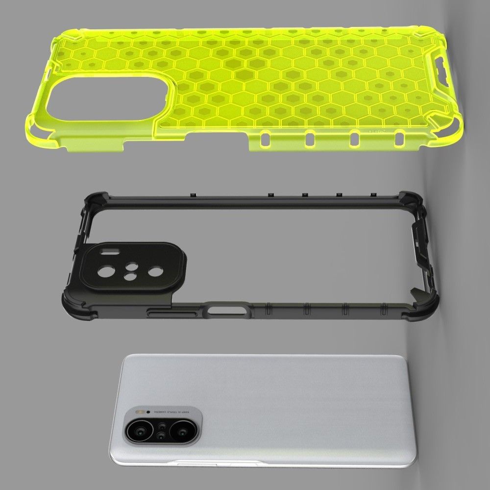 Honeycomb Противоударный Защитный Силиконовый Чехол для Телефона TPU для Xiaomi POCO F3 Зеленый