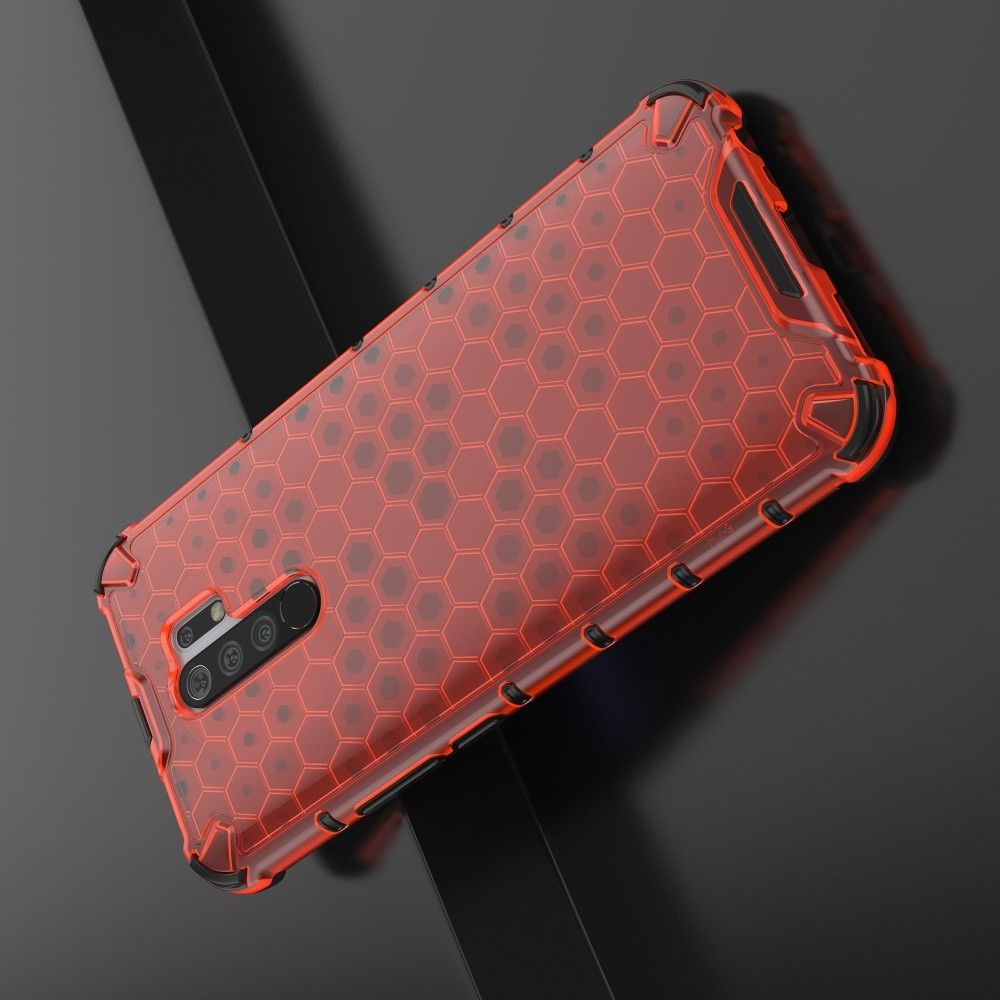 Honeycomb Противоударный Защитный Силиконовый Чехол для Телефона TPU для Xiaomi Redmi 9 Красный