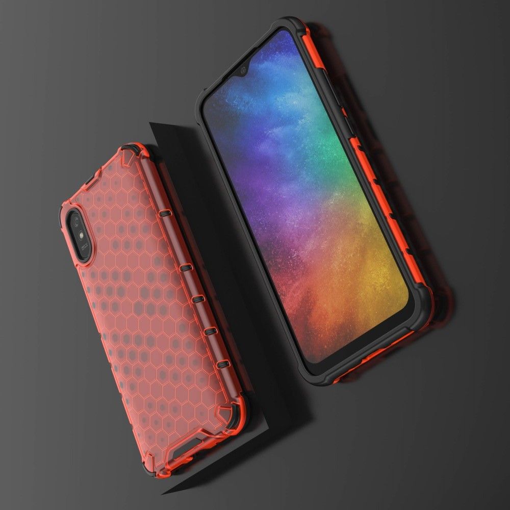 Honeycomb Противоударный Защитный Силиконовый Чехол для Телефона TPU для Xiaomi Redmi 9A Красный