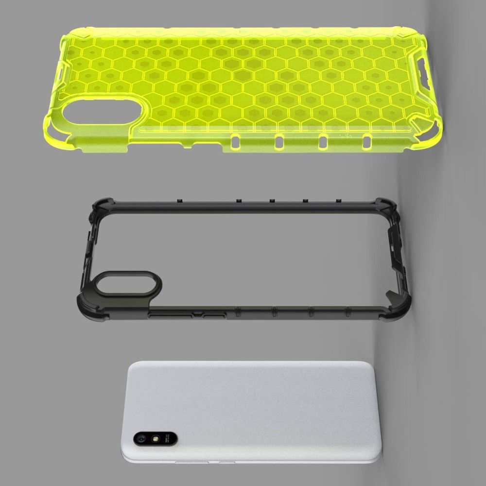 Honeycomb Противоударный Защитный Силиконовый Чехол для Телефона TPU для Xiaomi Redmi 9A Зеленый
