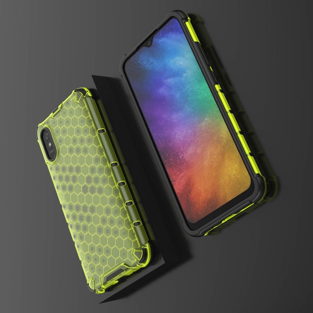 Honeycomb Противоударный Защитный Силиконовый Чехол для Телефона TPU для Xiaomi Redmi 9A Зеленый