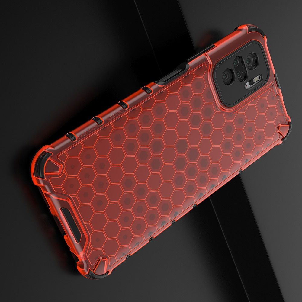 Honeycomb Противоударный Защитный Силиконовый Чехол для Телефона TPU для Xiaomi Redmi Note 10 Красный