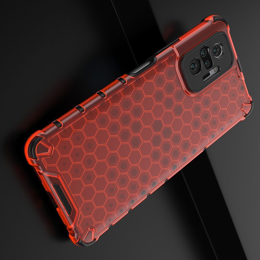 Honeycomb Противоударный Защитный Силиконовый Чехол для Телефона TPU для Xiaomi Redmi Note 10 Pro Красный