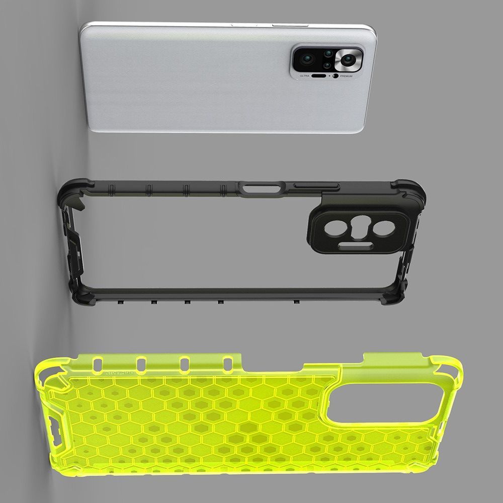 Honeycomb Противоударный Защитный Силиконовый Чехол для Телефона TPU для Xiaomi Redmi Note 10 Pro Серый