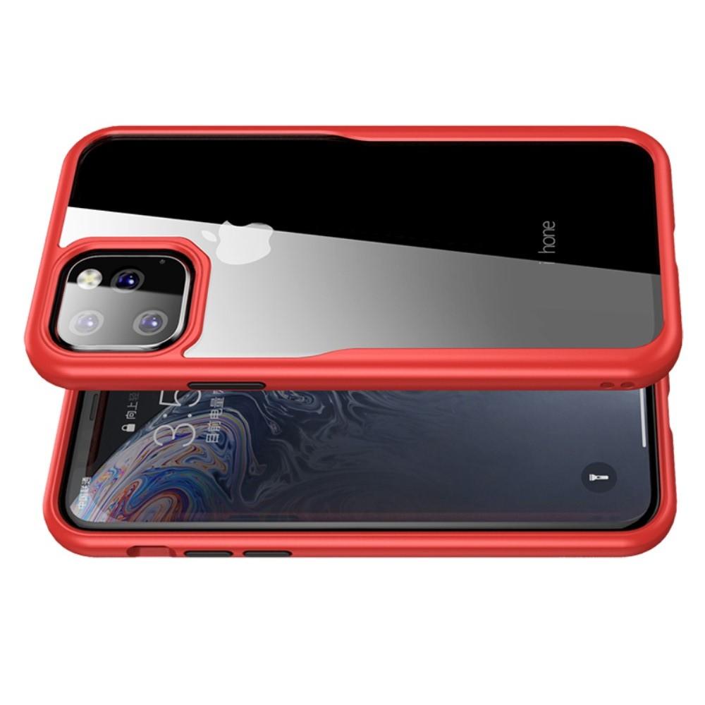 IPAKY Противоударный прозрачный пластиковый кейс с силиконовым бампером для iPhone 11 Pro Max Красный