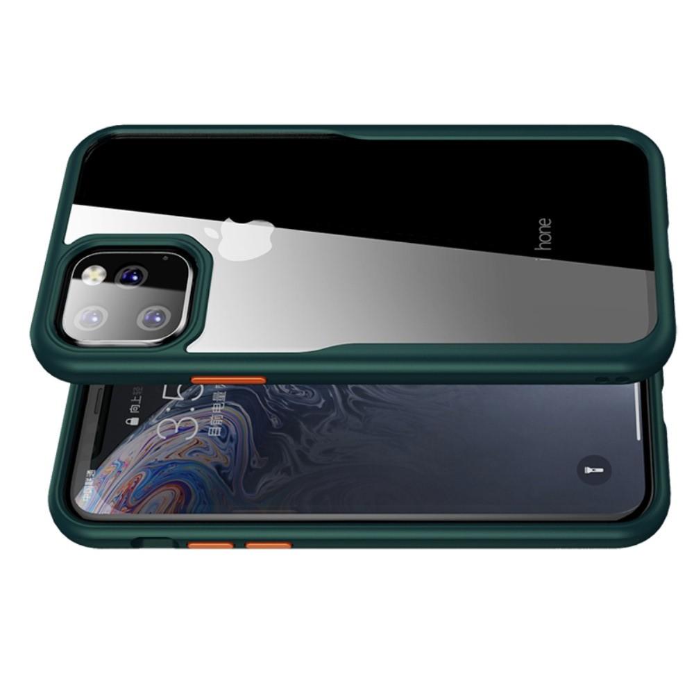 IPAKY Противоударный прозрачный пластиковый кейс с силиконовым бампером для iPhone 11 Pro Зеленый