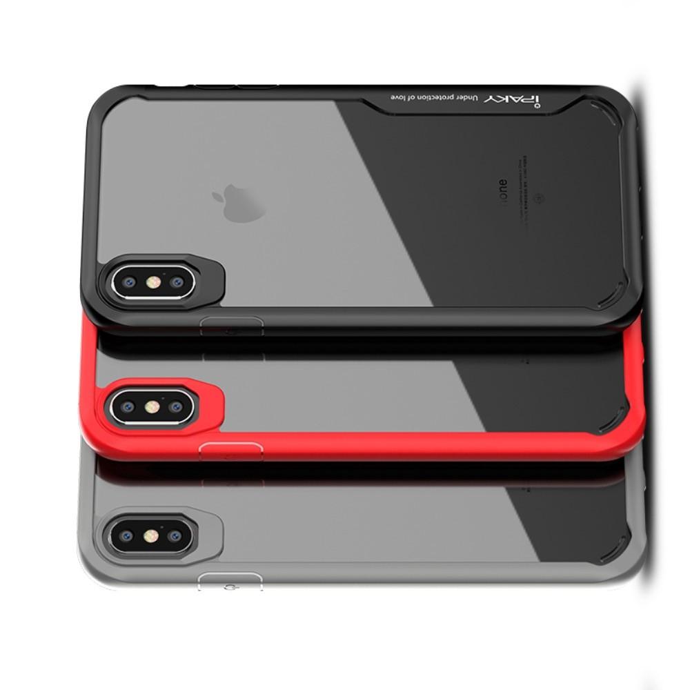 IPAKY Противоударный прозрачный пластиковый кейс с силиконовым бампером для iPhone XS Max Красный