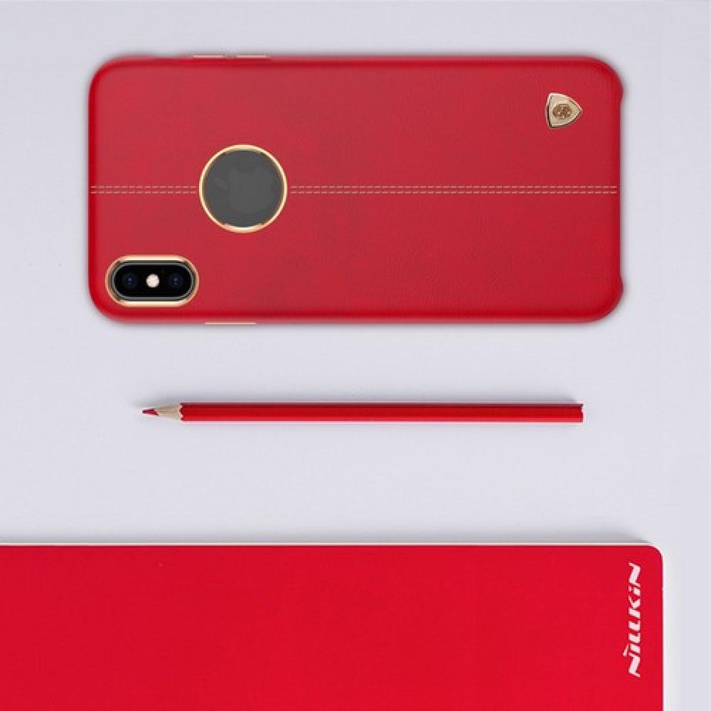 Кейс накладка NILLKIN Englon искусственно кожаный чехол для iPhone XS Красный
