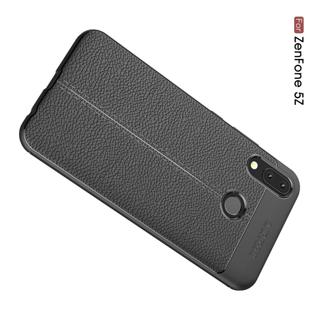Litchi Grain Leather Силиконовый Накладка Чехол для Asus Zenfone Max Pro M2 ZB631KL с Текстурой Кожа Черный