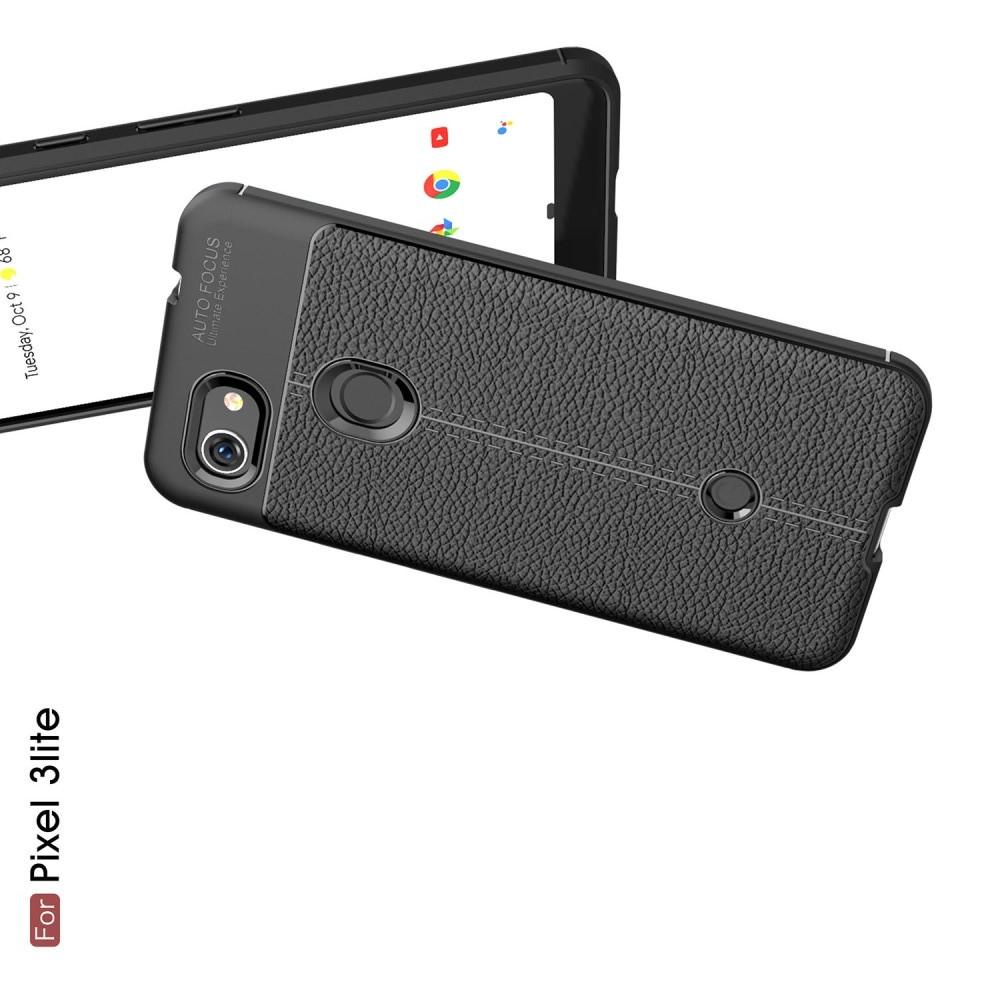 Litchi Grain Leather Силиконовый Накладка Чехол для Google Pixel 3a с Текстурой Кожа Черный