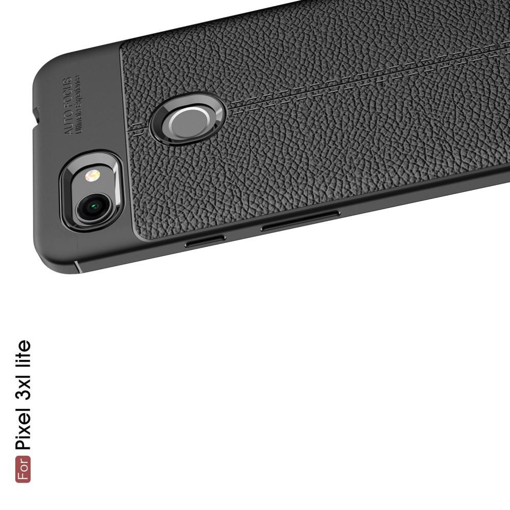 Litchi Grain Leather Силиконовый Накладка Чехол для Google Pixel 3a XL с Текстурой Кожа Черный