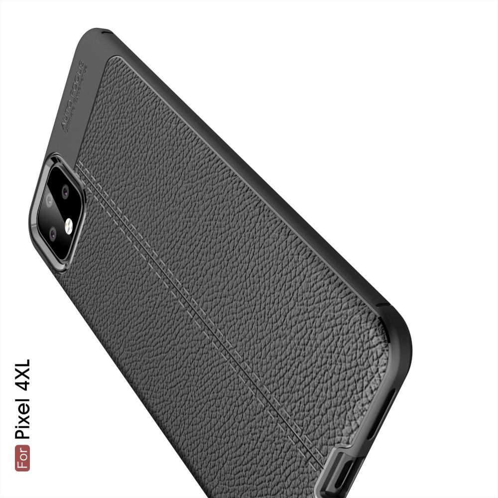 Litchi Grain Leather Силиконовый Накладка Чехол для Google Pixel 4 XL с Текстурой Кожа Черный
