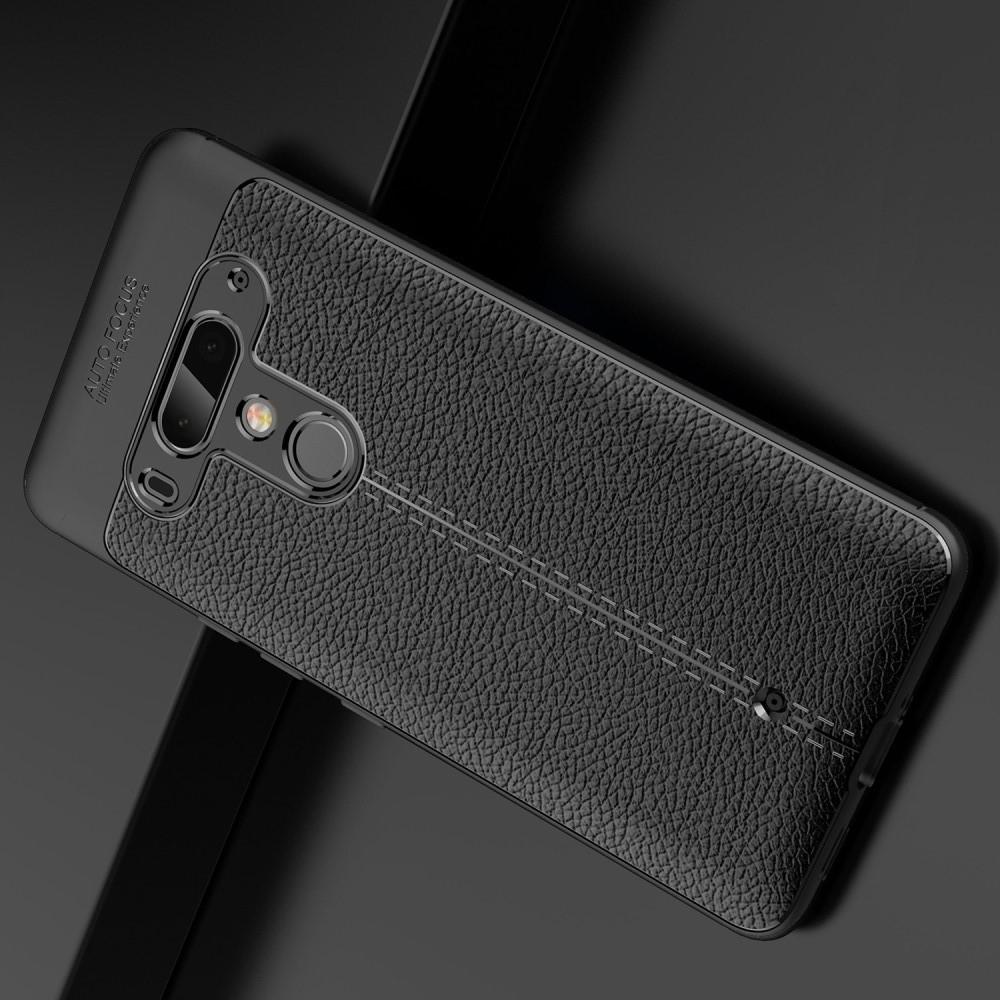Litchi Grain Leather Силиконовый Накладка Чехол для HTC U12+ с Текстурой Кожа Черный