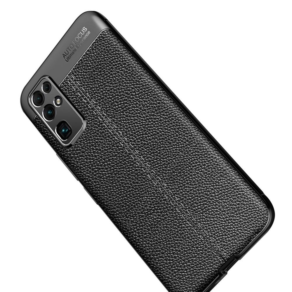 Litchi Grain Leather Силиконовый Накладка Чехол для Huawei Honor 30 с Текстурой Кожа Черный