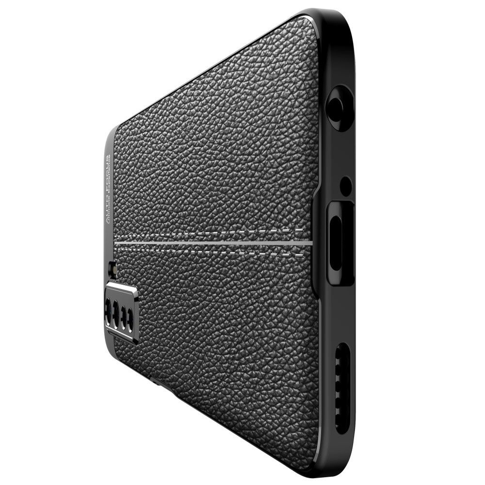 Litchi Grain Leather Силиконовый Накладка Чехол для Huawei Honor 30S с Текстурой Кожа Черный