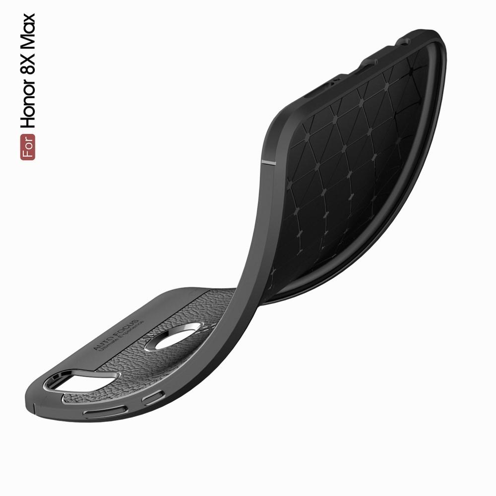 Litchi Grain Leather Силиконовый Накладка Чехол для Huawei Honor 8X Max с Текстурой Кожа Черный