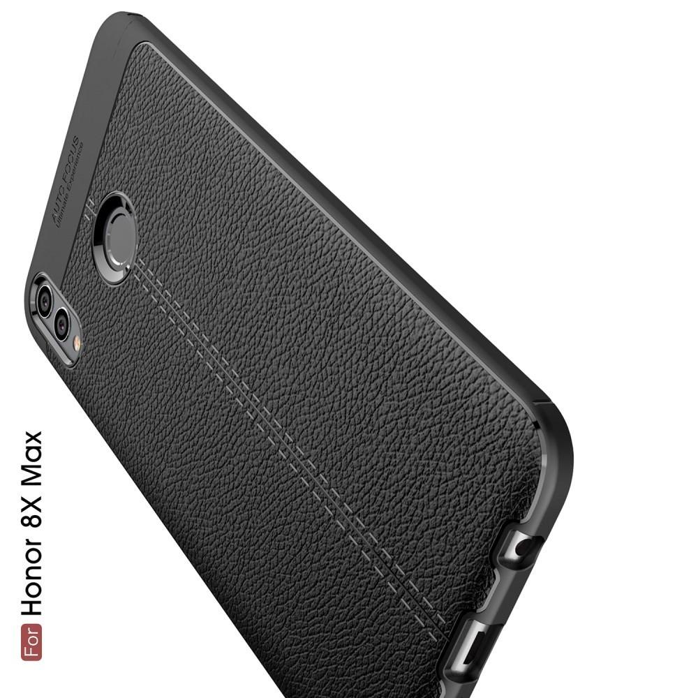 Litchi Grain Leather Силиконовый Накладка Чехол для Huawei Honor 8X Max с Текстурой Кожа Черный