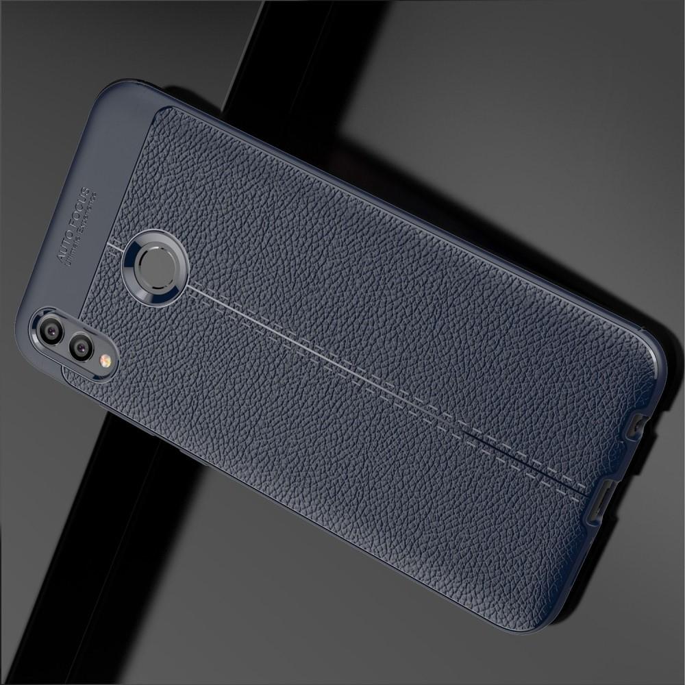 Litchi Grain Leather Силиконовый Накладка Чехол для Huawei Honor 8X Max с Текстурой Кожа Синий
