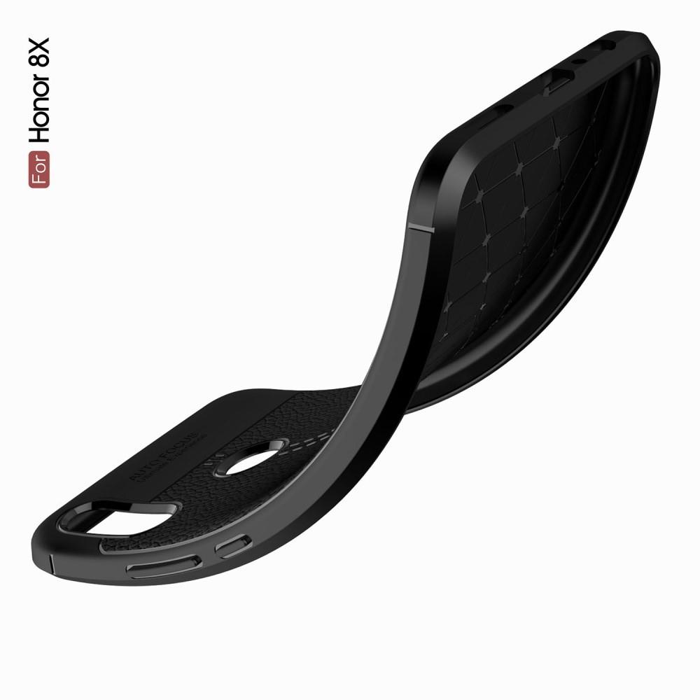 Litchi Grain Leather Силиконовый Накладка Чехол для Huawei Honor 8X с Текстурой Кожа Серый