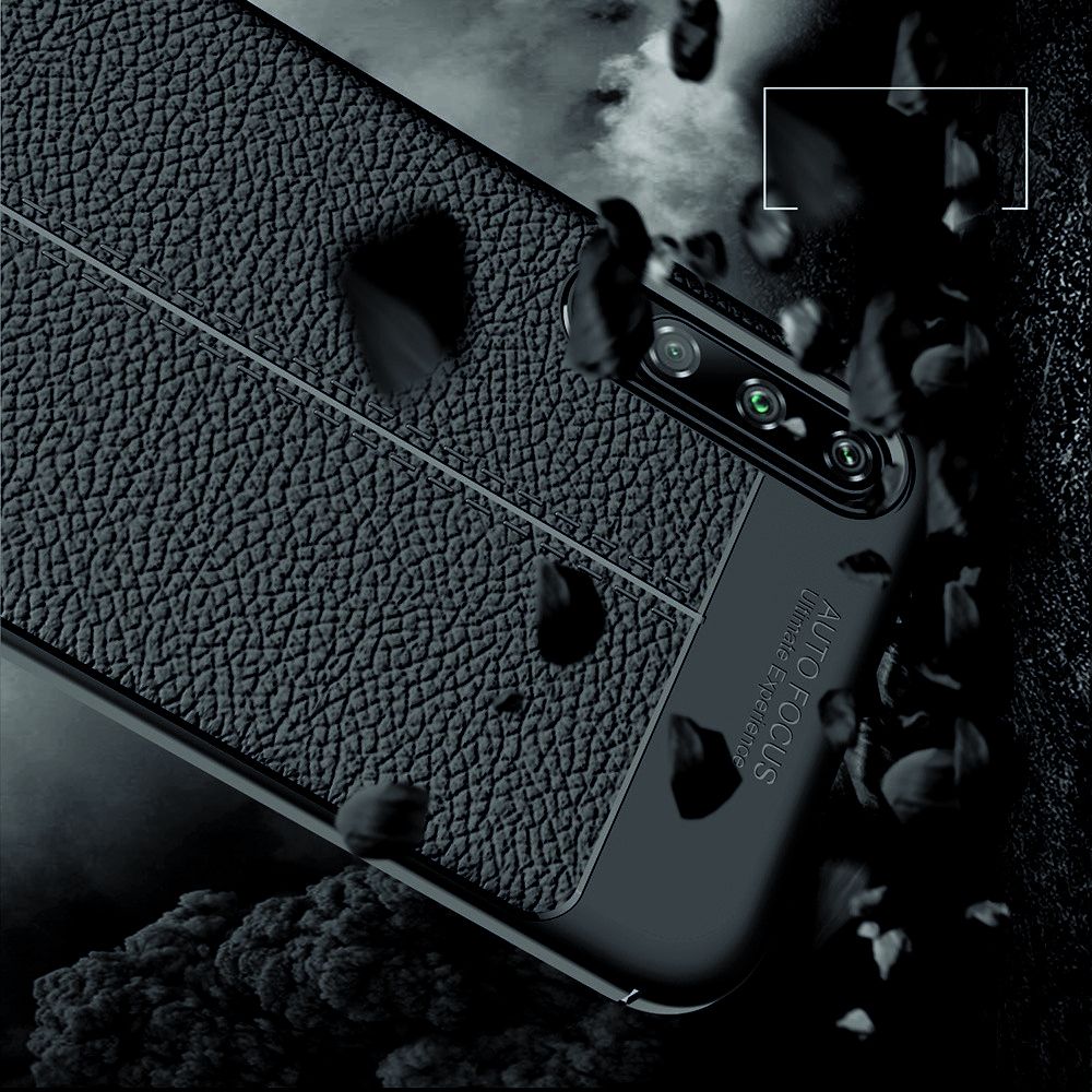 Litchi Grain Leather Силиконовый Накладка Чехол для Huawei Honor Play 3 с Текстурой Кожа Синий