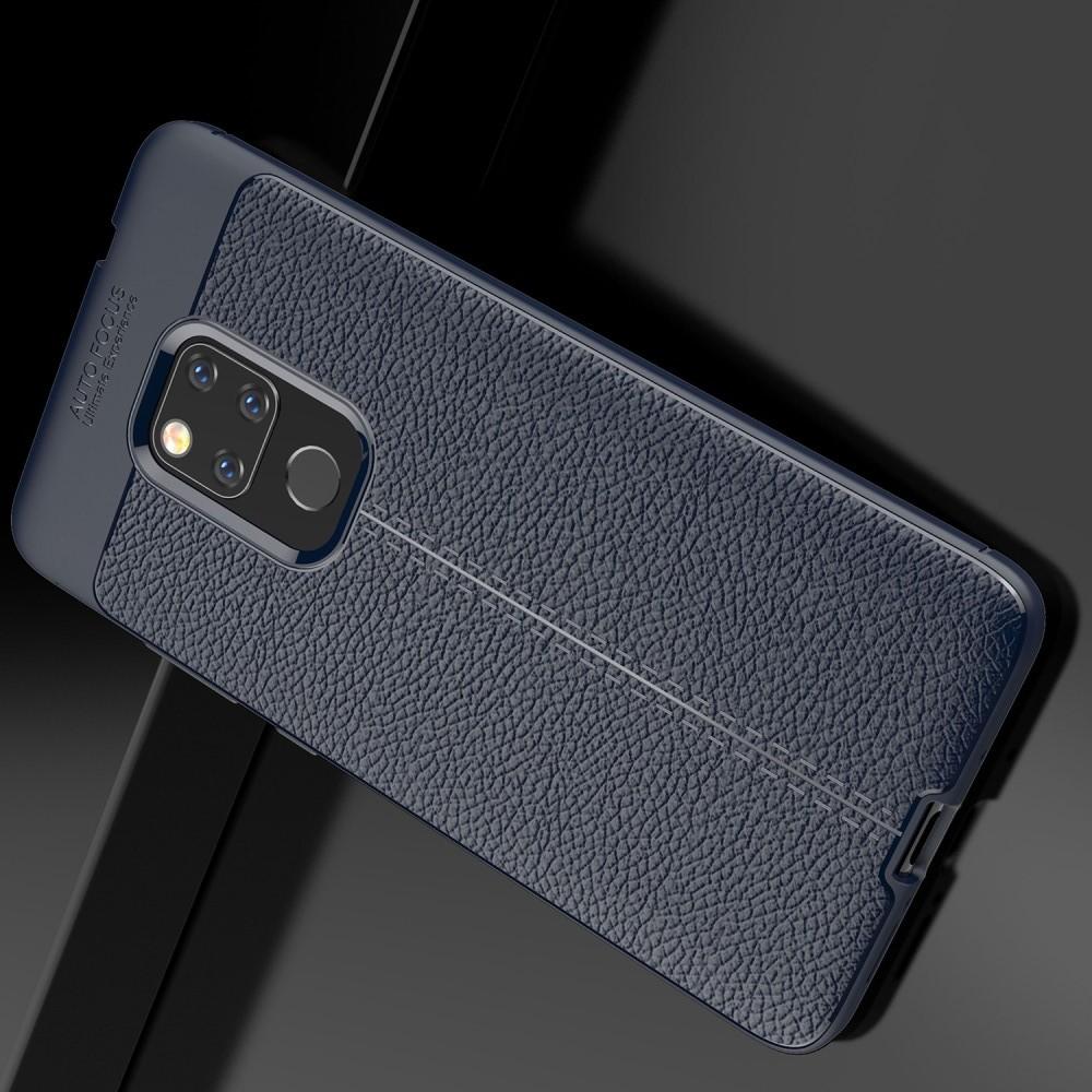 Litchi Grain Leather Силиконовый Накладка Чехол для Huawei Mate 20 с Текстурой Кожа Синий