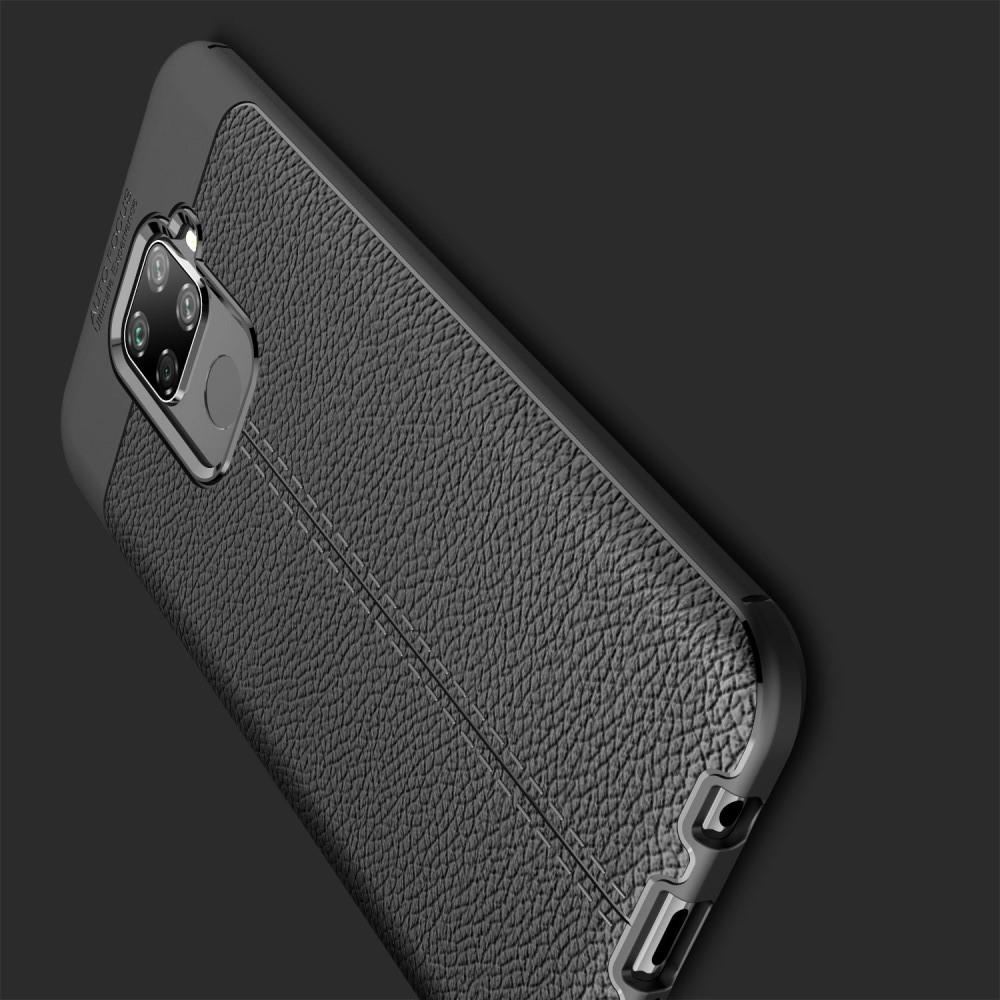 Litchi Grain Leather Силиконовый Накладка Чехол для Huawei Mate 30 Lite с Текстурой Кожа Черный