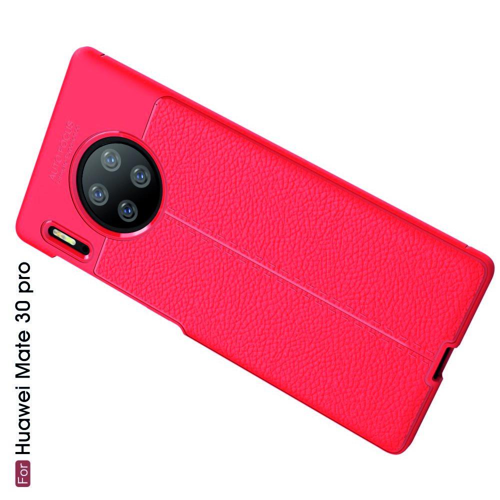 Litchi Grain Leather Силиконовый Накладка Чехол для Huawei Mate 30 Pro с Текстурой Кожа Красный