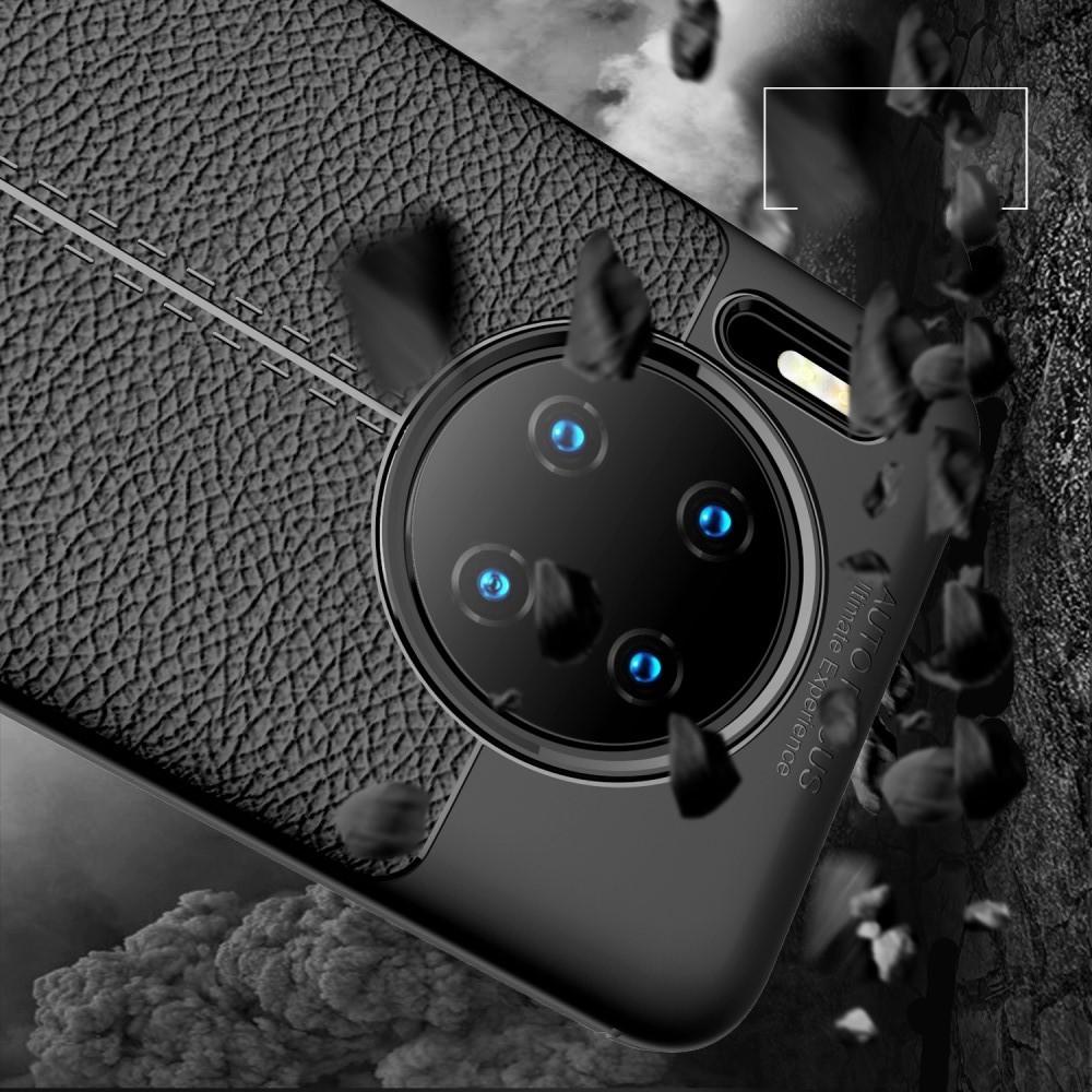 Litchi Grain Leather Силиконовый Накладка Чехол для Huawei Mate 30 с Текстурой Кожа Черный