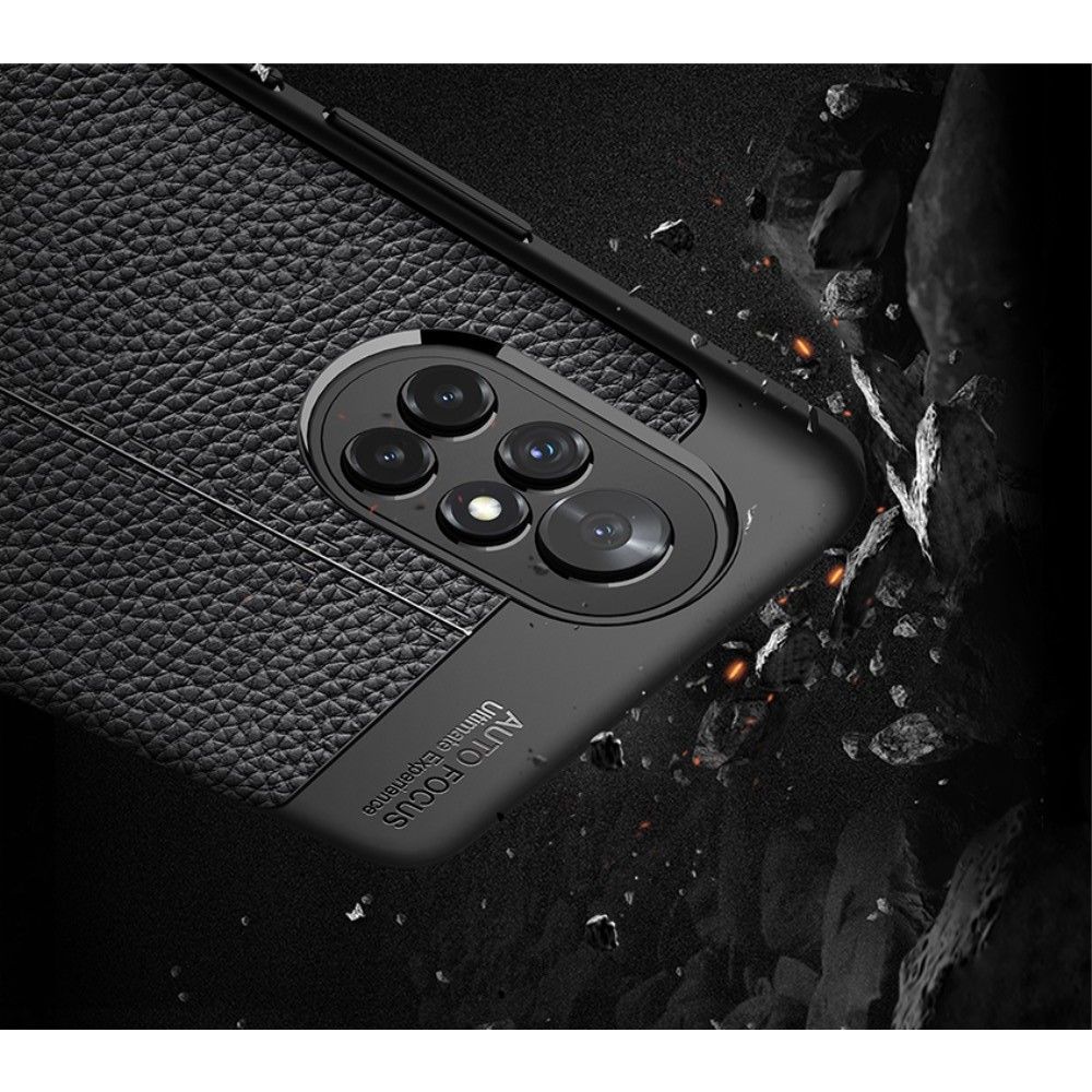 Litchi Grain Leather Силиконовый Накладка Чехол для Huawei Nova 8 с Текстурой Кожа Черный