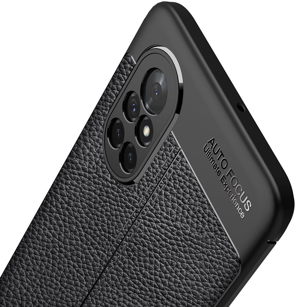 Litchi Grain Leather Силиконовый Накладка Чехол для Huawei Nova 8 с Текстурой Кожа Черный
