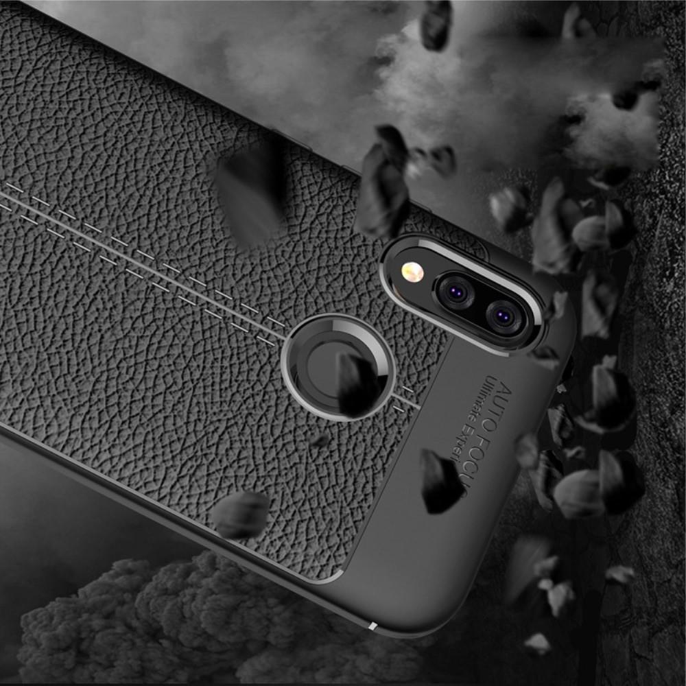 Litchi Grain Leather Силиконовый Накладка Чехол для Huawei P20 lite с Текстурой Кожа Черный