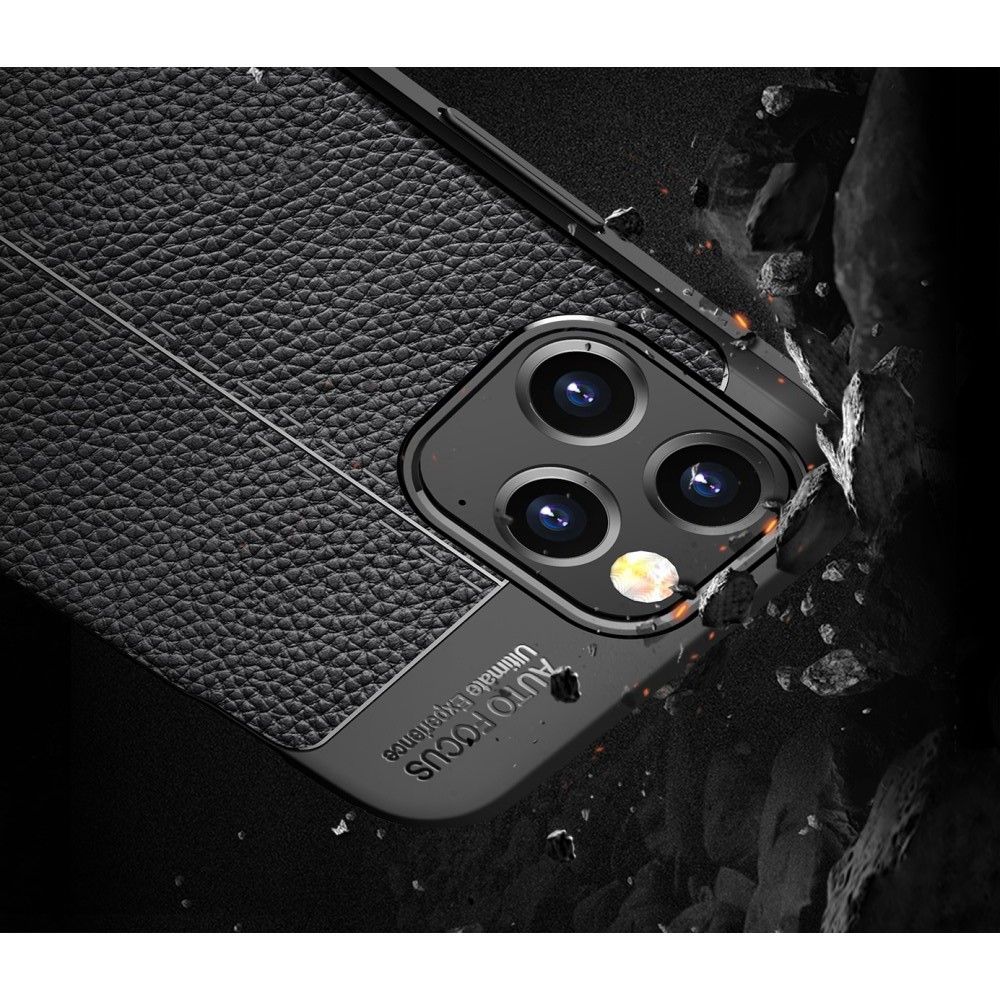 Litchi Grain Leather Силиконовый Накладка Чехол для iPhone 12 Pro Max с Текстурой Кожа Черный