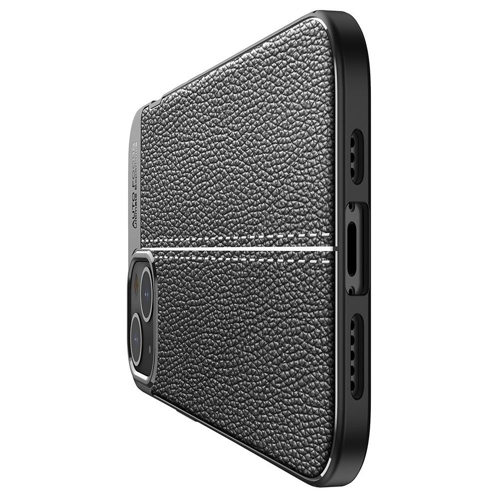 Litchi Grain Leather Силиконовый Накладка Чехол для iPhone 13 mini с Текстурой Кожа Черный