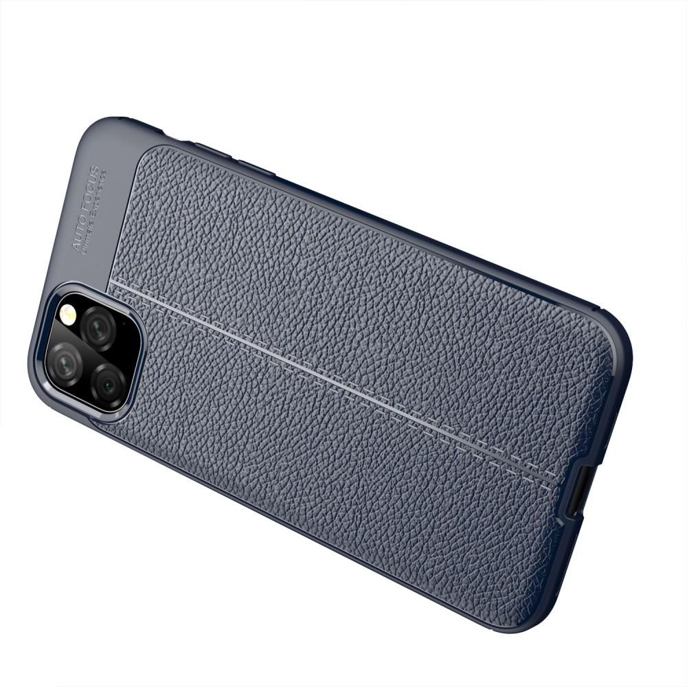 Litchi Grain Leather Силиконовый Накладка Чехол для iPhone 11 Pro Max с Текстурой Кожа Синий