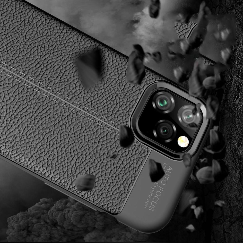 Litchi Grain Leather Силиконовый Накладка Чехол для iPhone 11 Pro с Текстурой Кожа Черный