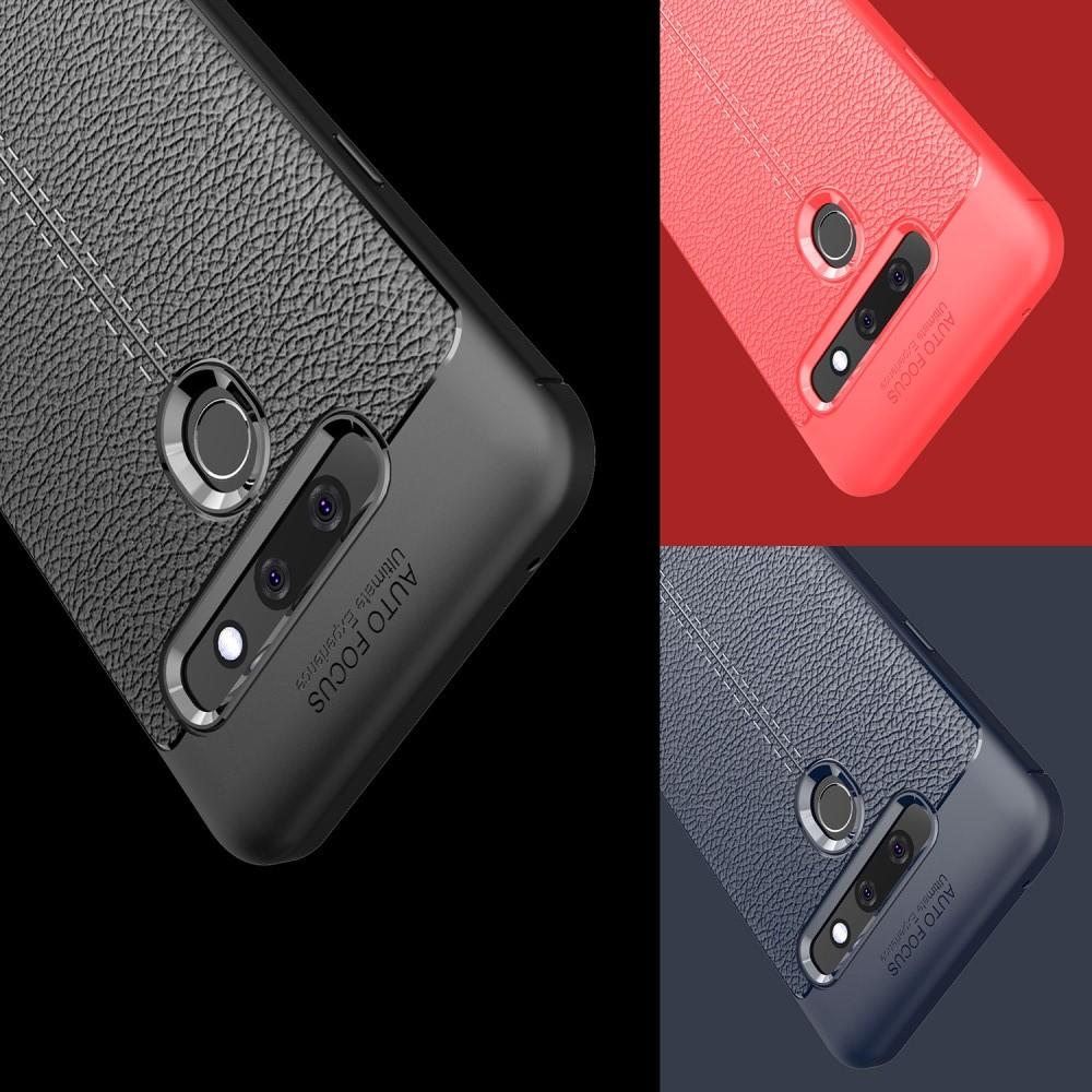 Litchi Grain Leather Силиконовый Накладка Чехол для LG G8s ThinQ с Текстурой Кожа Коралловый