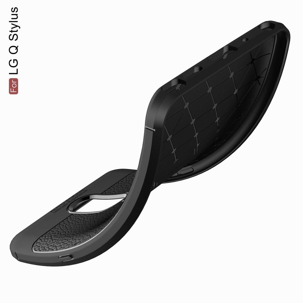 Litchi Grain Leather Силиконовый Накладка Чехол для LG Q Stylus+ с Текстурой Кожа Синий