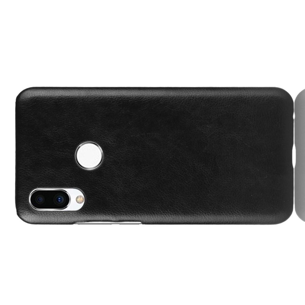 Litchi Grain Leather Силиконовый Накладка Чехол для Meizu Note 9 с Текстурой Кожа Черный