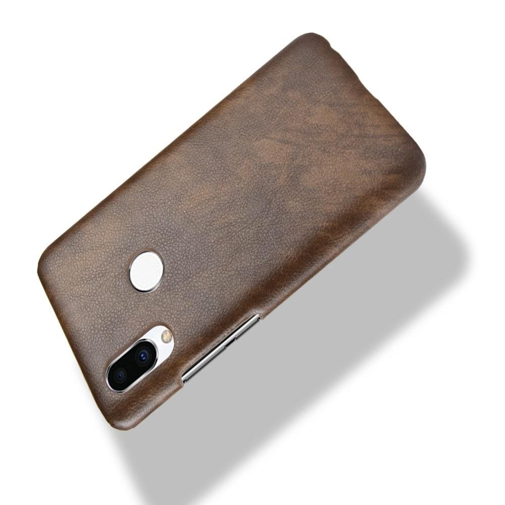 Litchi Grain Leather Силиконовый Накладка Чехол для Meizu Note 9 с Текстурой Кожа Кофейный
