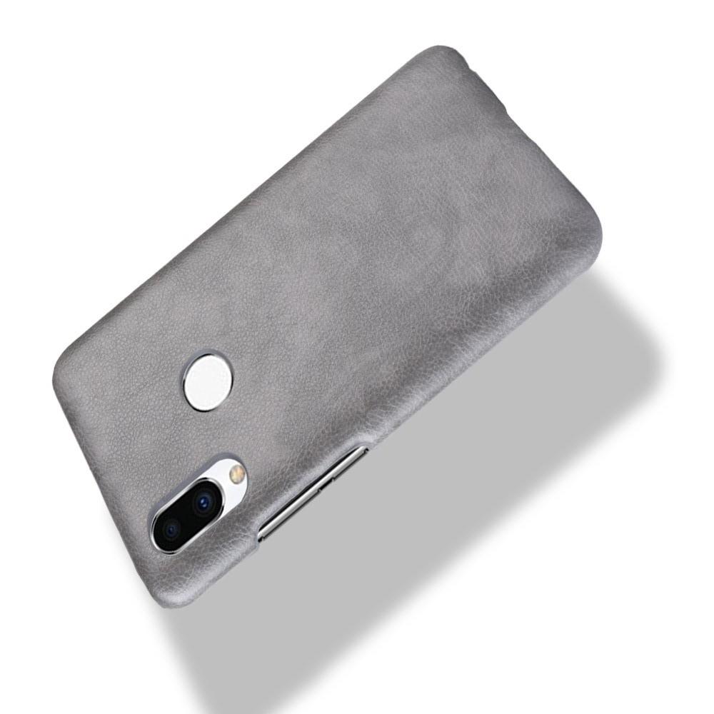 Litchi Grain Leather Силиконовый Накладка Чехол для Meizu Note 9 с Текстурой Кожа Серый