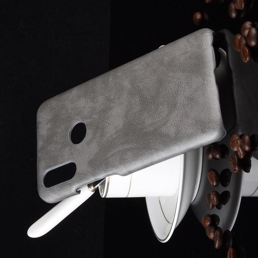 Litchi Grain Leather Силиконовый Накладка Чехол для Meizu Note 9 с Текстурой Кожа Серый