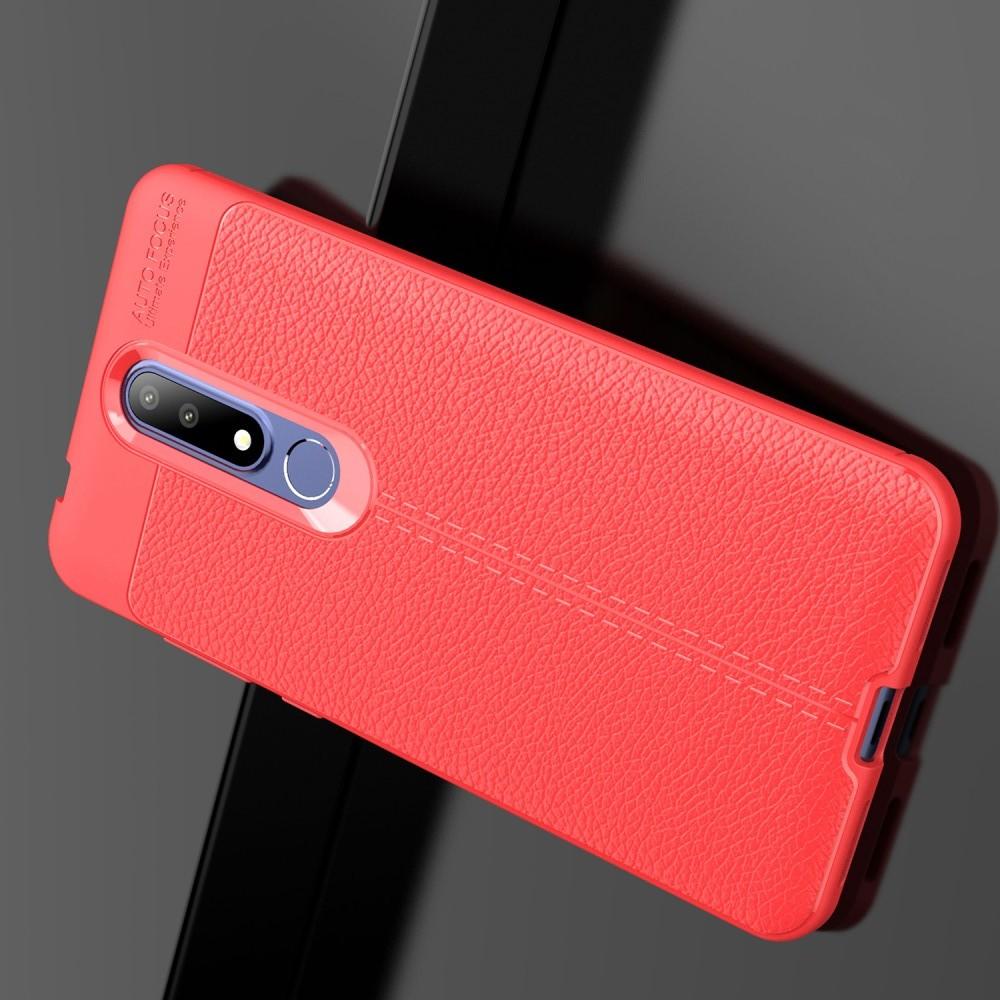 Litchi Grain Leather Силиконовый Накладка Чехол для Nokia 3.1 Plus с Текстурой Кожа Коралловый