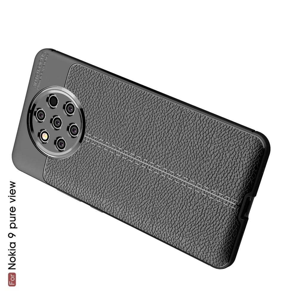 Litchi Grain Leather Силиконовый Накладка Чехол для Nokia 9 PureView с Текстурой Кожа Черный
