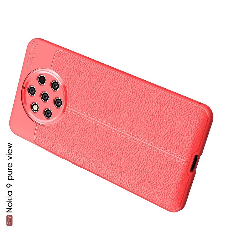 Litchi Grain Leather Силиконовый Накладка Чехол для Nokia 9 PureView с Текстурой Кожа Коралловый