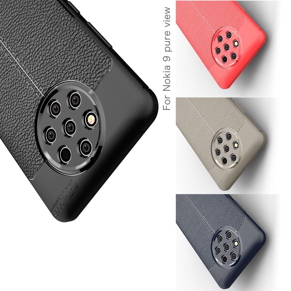 Litchi Grain Leather Силиконовый Накладка Чехол для Nokia 9 PureView с Текстурой Кожа Коралловый