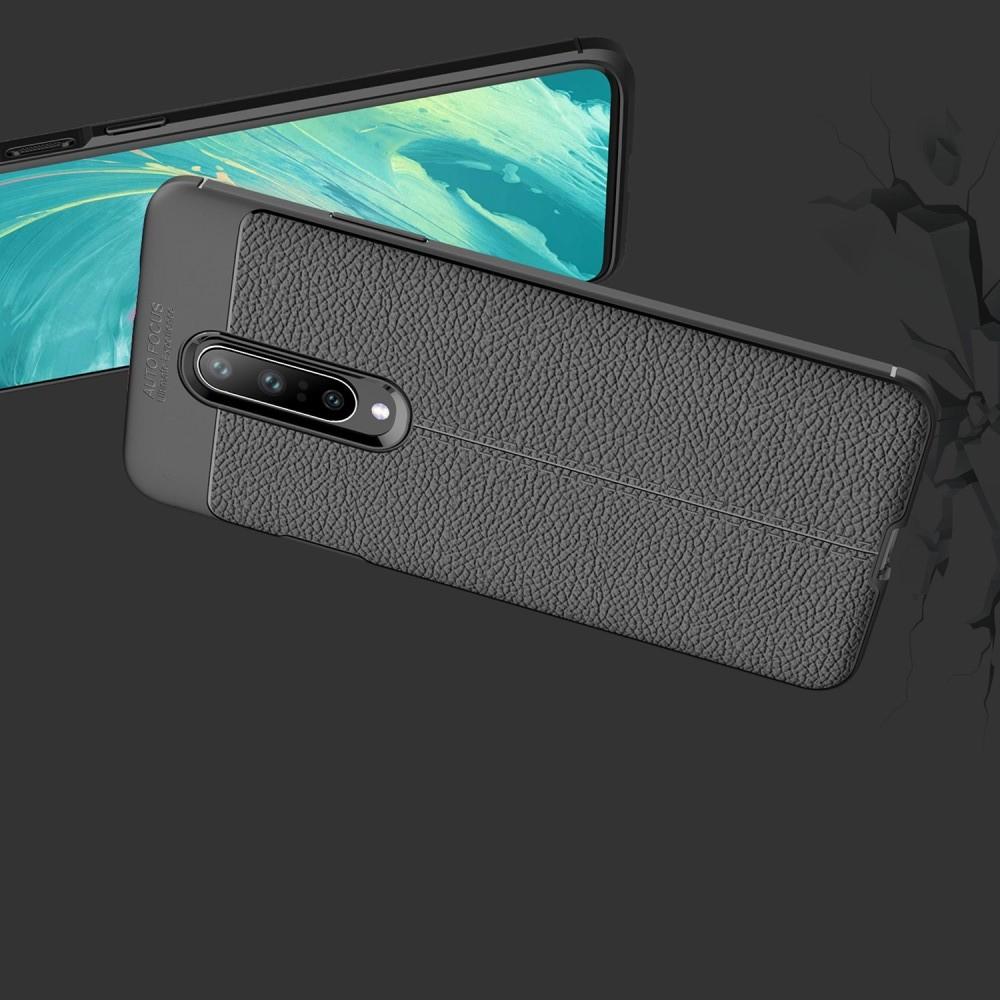 Litchi Grain Leather Силиконовый Накладка Чехол для OnePlus 7 Pro с Текстурой Кожа Коралловый