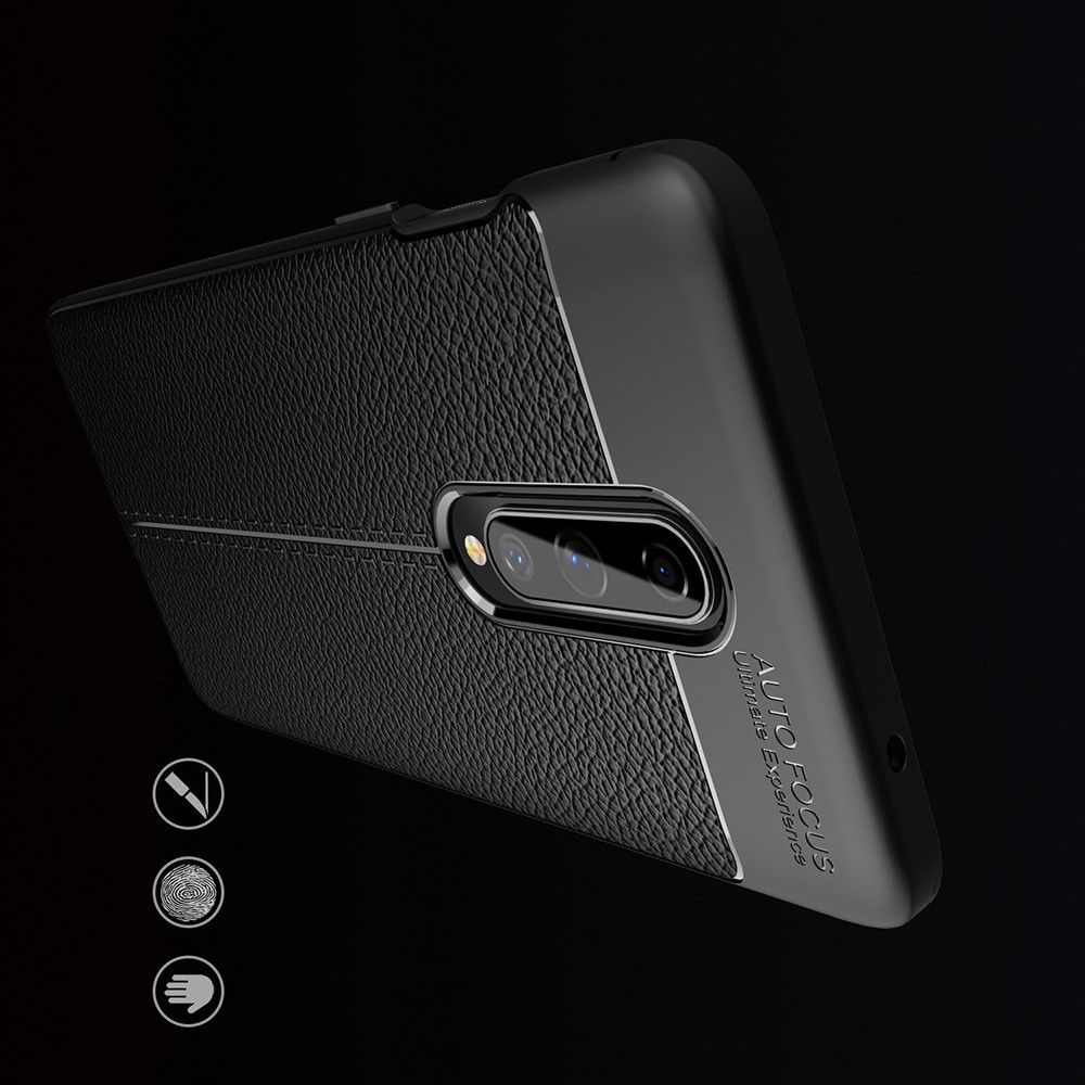Litchi Grain Leather Силиконовый Накладка Чехол для OnePlus 8 с Текстурой Кожа Синий
