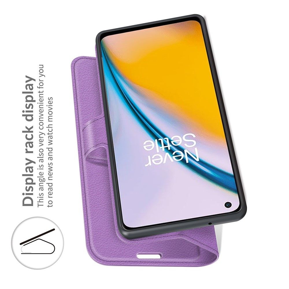 Litchi Grain Leather Силиконовый Накладка Чехол для OnePlus Nord 2 5G с Текстурой Кожа Фиолетовый